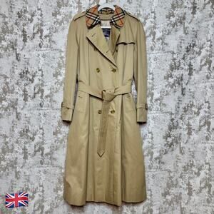 Burberry Belted Trench Coat with Plaid 100% Wool Lining & Collar in Honey